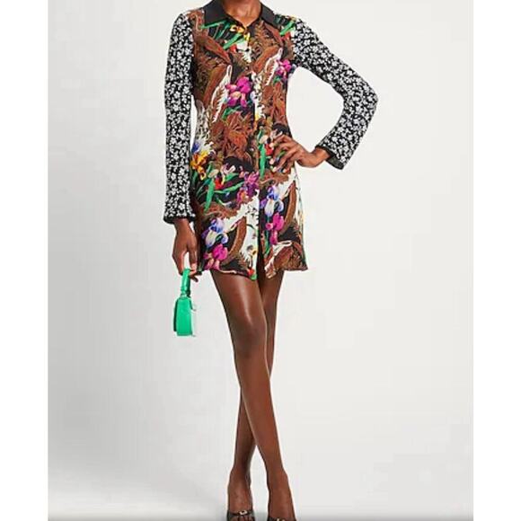 ETRO Shirt Dress 40 S 4 Coat Silk Floral Mini Cocktail Multi Collared Button Up - Picture 1 of 8